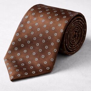 Christian Dior Paris New York Silk Medallion Tie Brown Bronze Vintage